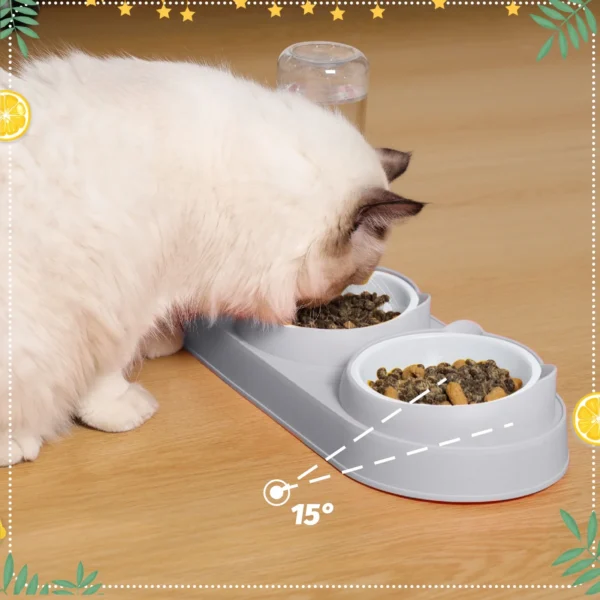 Plastic Raised Cat Food and Water Bowls, 3 in 1 Elevated Cat Feeder - Image 4