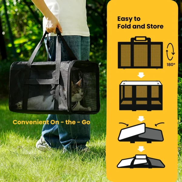 Cat Carrier Bag,Soft-Sided Pet Carriers for Dogs with 4-Sided Mesh - Image 4