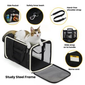 Cat Carrier Bag,Soft-Sided Pet Carriers for Dogs with 4-Sided Mesh