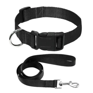 Plain Pet Puppy Cat Dog Collar and Matching Leash set