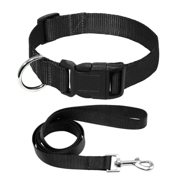 Plain Pet Puppy Cat Dog Collar and Matching Leash set