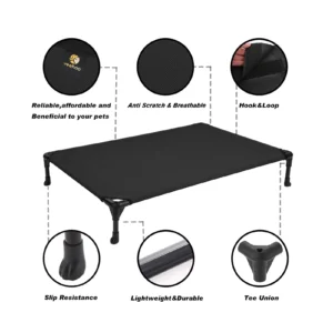 Cooling Elevated Dog Bed, Portable Raised Pet Cot with Washable