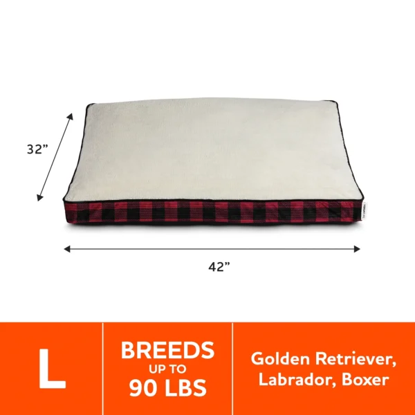 Large Holiday Gusseted Mat Dog Bed, Red and Black Buffalo Plaid - Image 3