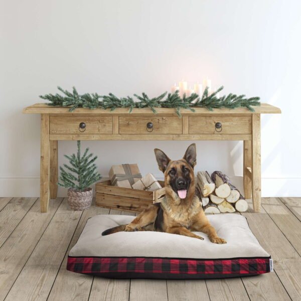 Large Holiday Gusseted Mat Dog Bed, Red and Black Buffalo Plaid - Image 4