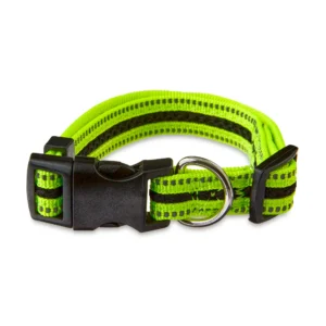 Reflective Adjustable Dog Collar, Neon Yellow & Black, Small